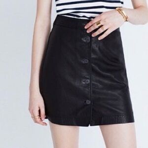 Madewell Leather Button-Front Mini Skirt
